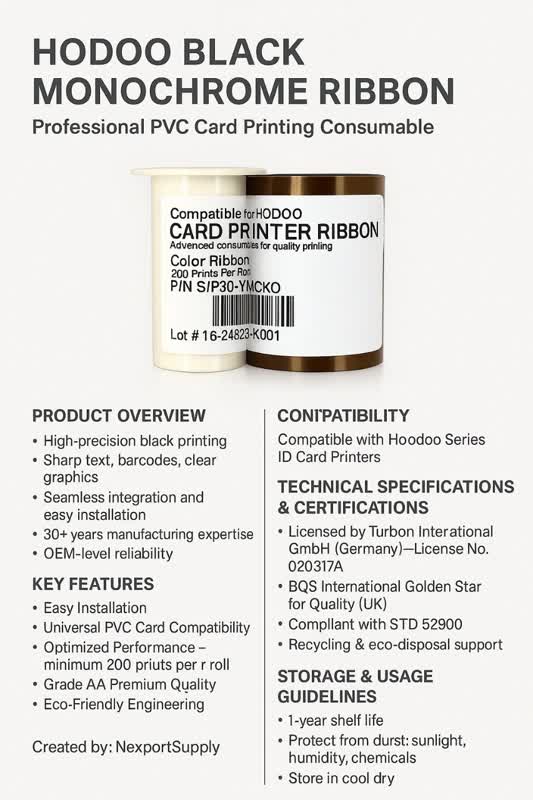 Hodoo Black Monochrome Ribbon